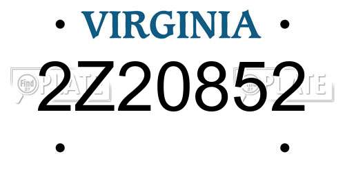 2Z20852 Virginia License Plate