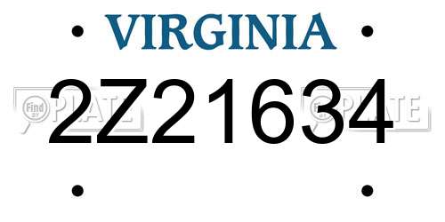 2Z21634 Virginia License Plate