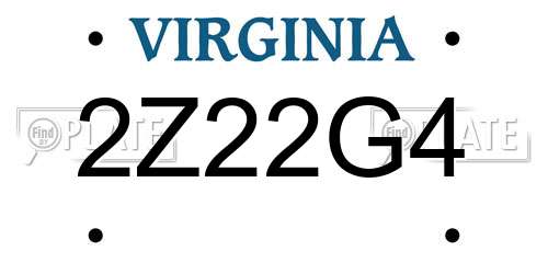 2Z22G4 Virginia License Plate