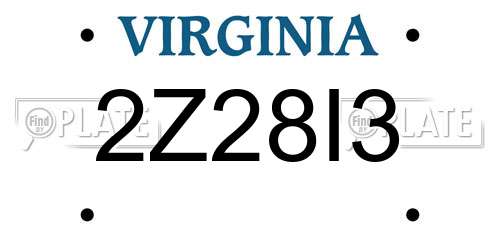 2Z28I3 Virginia License Plate