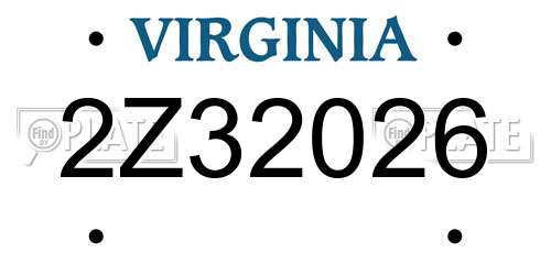 2Z32026 Virginia License Plate