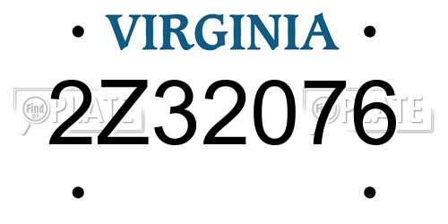 2Z32076 Virginia License Plate