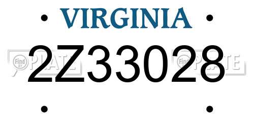 2Z33028 Virginia License Plate
