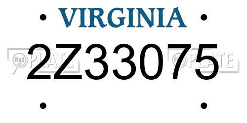 2Z33075 Virginia License Plate