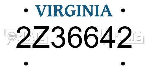 2Z36642 Virginia License Plate