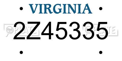 2Z45335 Virginia License Plate