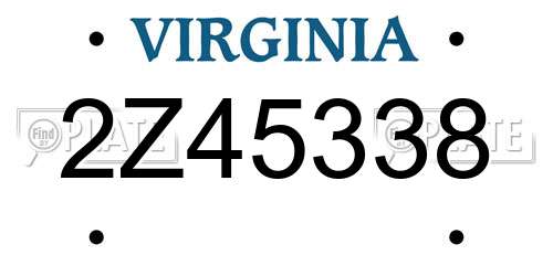2Z45338 Virginia License Plate