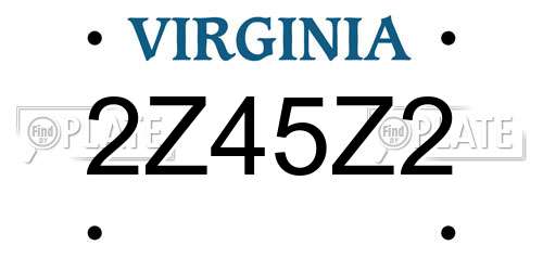2Z45Z2 Virginia License Plate