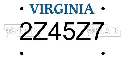 2Z45Z7 Virginia License Plate