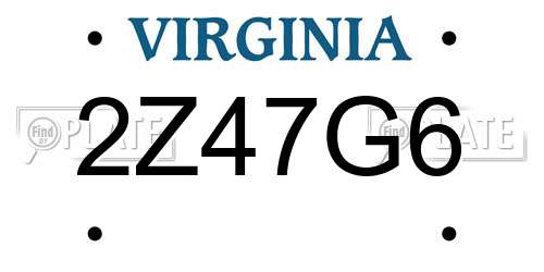 2Z47G6 Virginia License Plate
