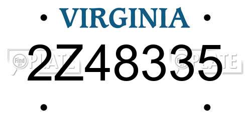 2Z48335 Virginia License Plate