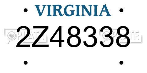 2Z48338 Virginia License Plate