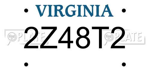 2Z48T2 Virginia License Plate