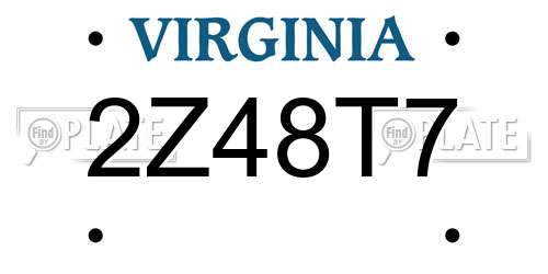 2Z48T7 Virginia License Plate
