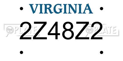 2Z48Z2 Virginia License Plate