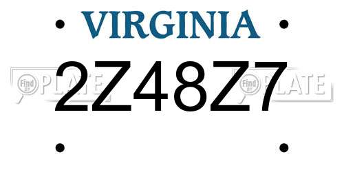2Z48Z7 Virginia License Plate