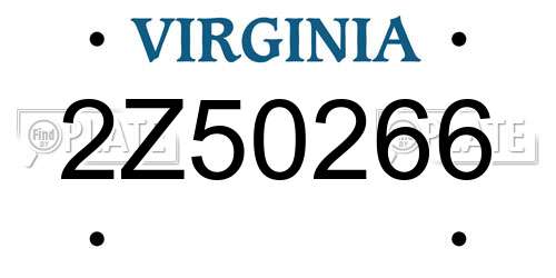 2Z50266 Virginia License Plate