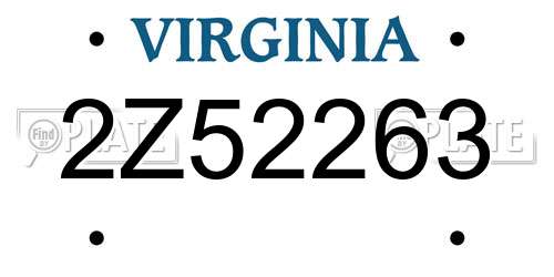 2Z52263 Virginia License Plate