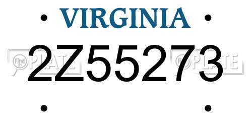 2Z55273 Virginia License Plate