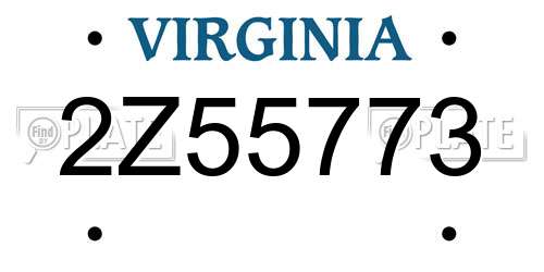 2Z55773 Virginia License Plate