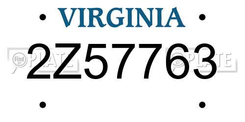 2Z57763 Virginia License Plate