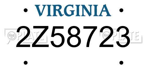 2Z58723 Virginia License Plate