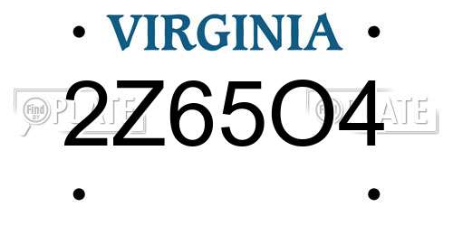 2Z65O4 Virginia License Plate