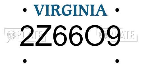 2Z66O9 Virginia License Plate