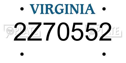 2Z70552 Virginia License Plate
