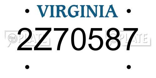 2Z70587 Virginia License Plate