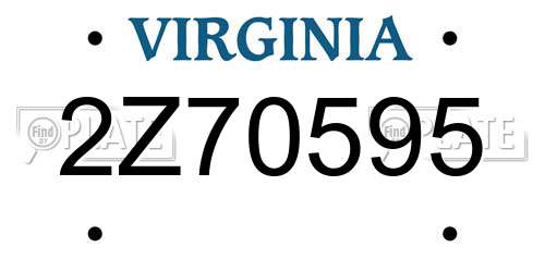 2Z70595 Virginia License Plate