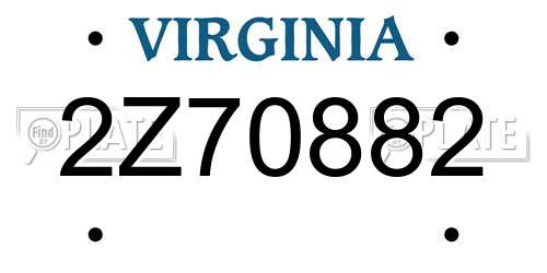 2Z70882 Virginia License Plate