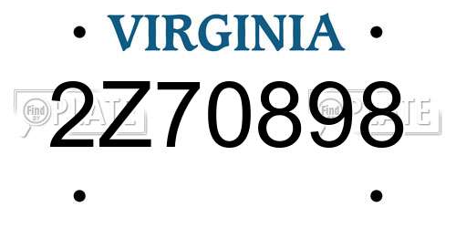 2Z70898 Virginia License Plate
