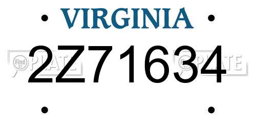 2Z71634 Virginia License Plate