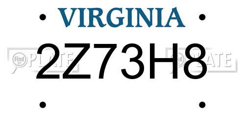 2Z73H8 Virginia License Plate