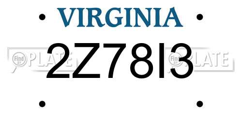 2Z78I3 Virginia License Plate