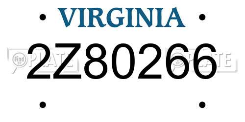 2Z80266 Virginia License Plate