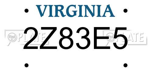 2Z83E5 Virginia License Plate