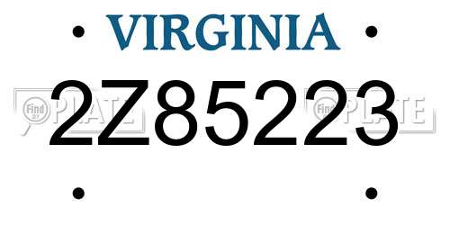 2Z85223 Virginia License Plate