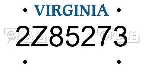 2Z85273 Virginia License Plate