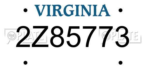 2Z85773 Virginia License Plate
