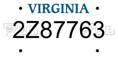 2Z87763 Virginia License Plate