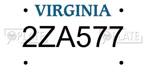 2ZA577 Virginia License Plate