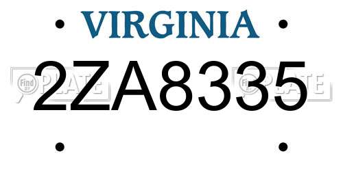 2ZA8335 Virginia License Plate
