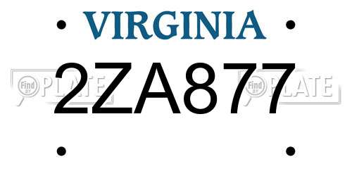 2ZA877 Virginia License Plate
