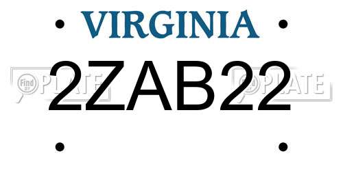 2ZAB22 Virginia License Plate
