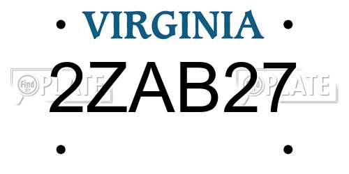 2ZAB27 Virginia License Plate