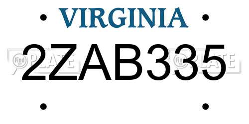 2ZAB335 Virginia License Plate