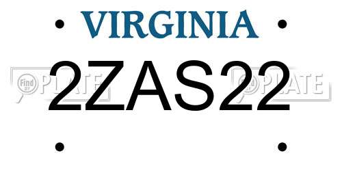 2ZAS22 Virginia License Plate