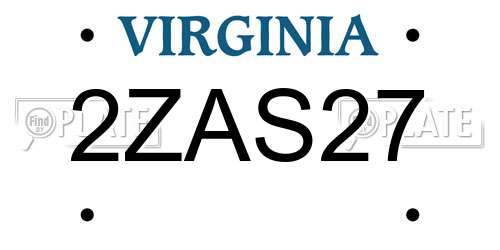 2ZAS27 Virginia License Plate